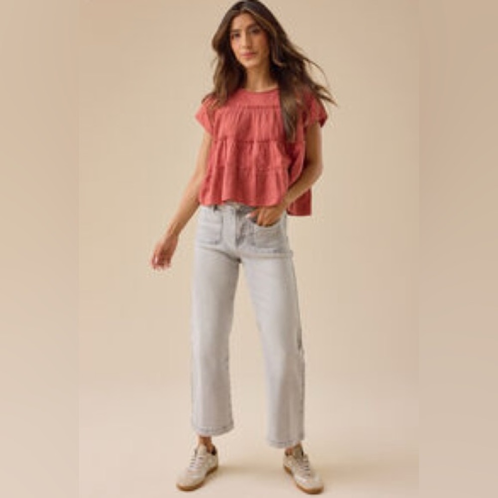 Altar'd State Light Gray Wide Cropped Jeans